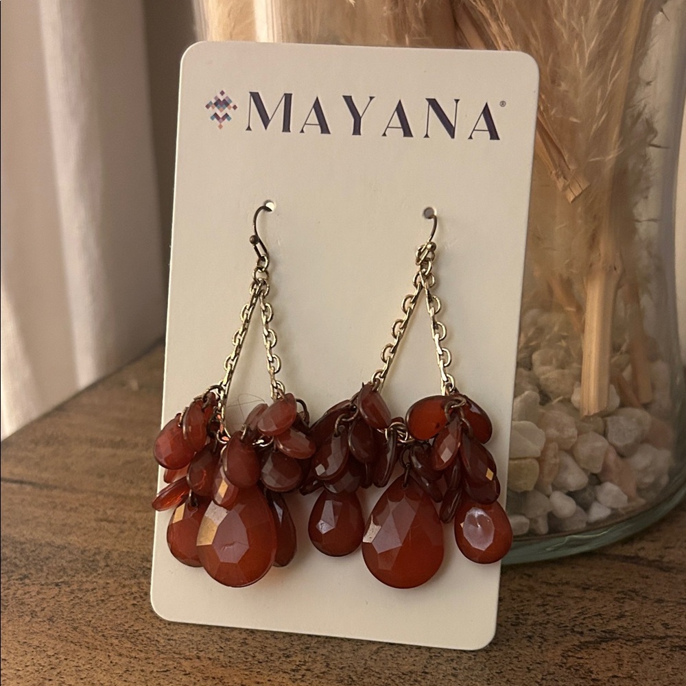Garnet Red and Gold Teardrop Earrings
